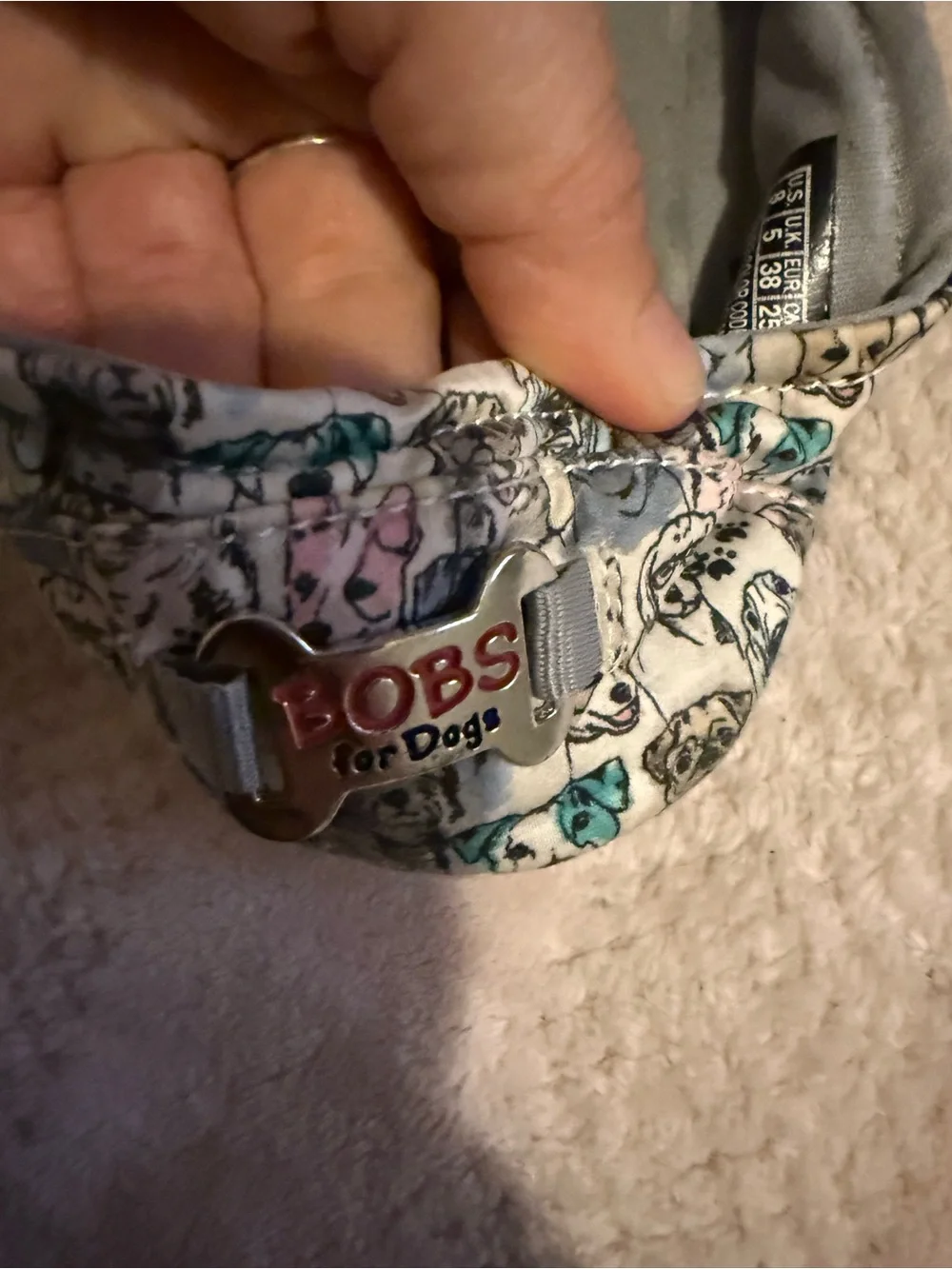Skechers BOBS Slip-On Flats with Teal, Pink and Gray Dog Print